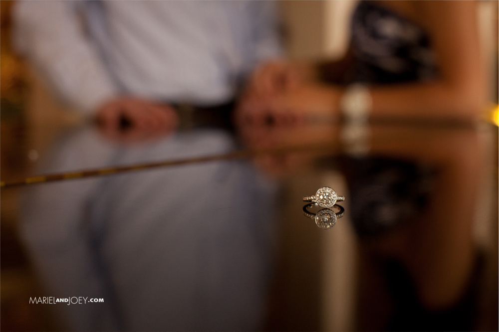 Downtown Houston Best place to take engagement pictures at the Omni Hotel kristen and chad wedding ring