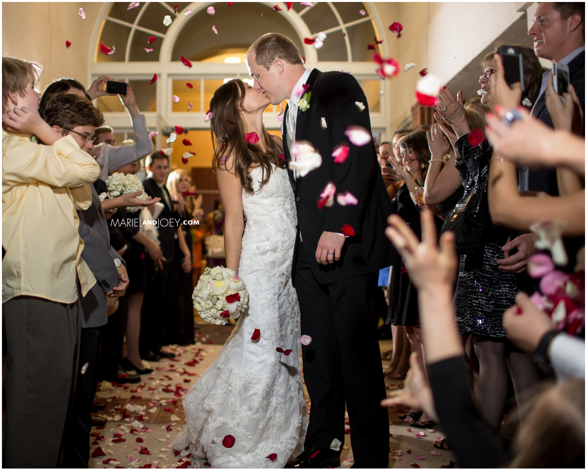 Colleyville Center Wedding Photography. Abigail and Mack Embry. Rose Petals. Mariel and Joey Photography. Photographers of Life and Love.